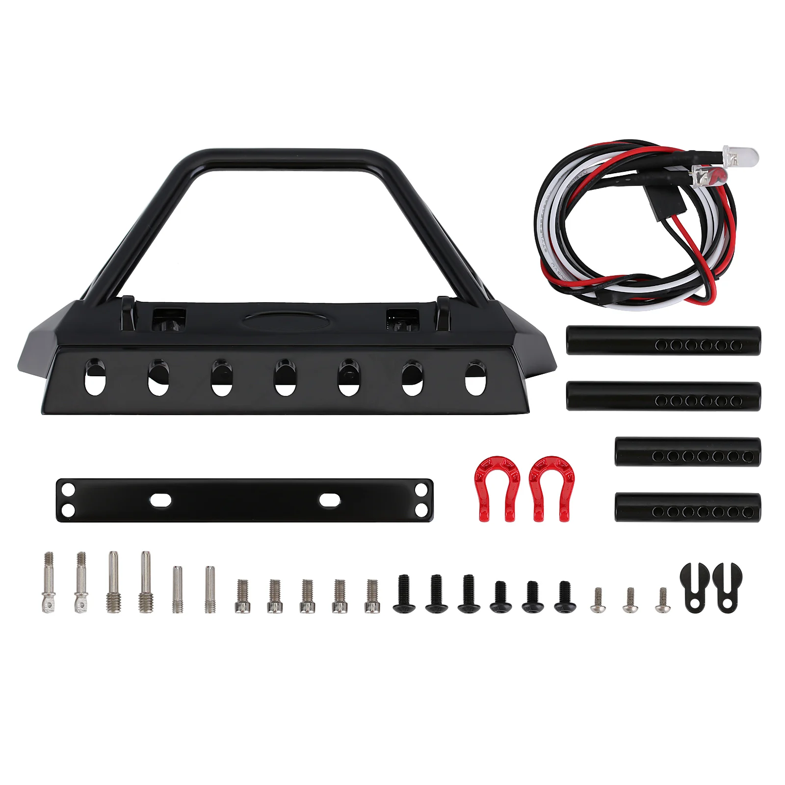 Metal Front Bumper with LED Light for 1:10 RC Crawler Car TRX4 Axial SCX10 90046 & SCX10 III AXI03007 Upgrade Parts