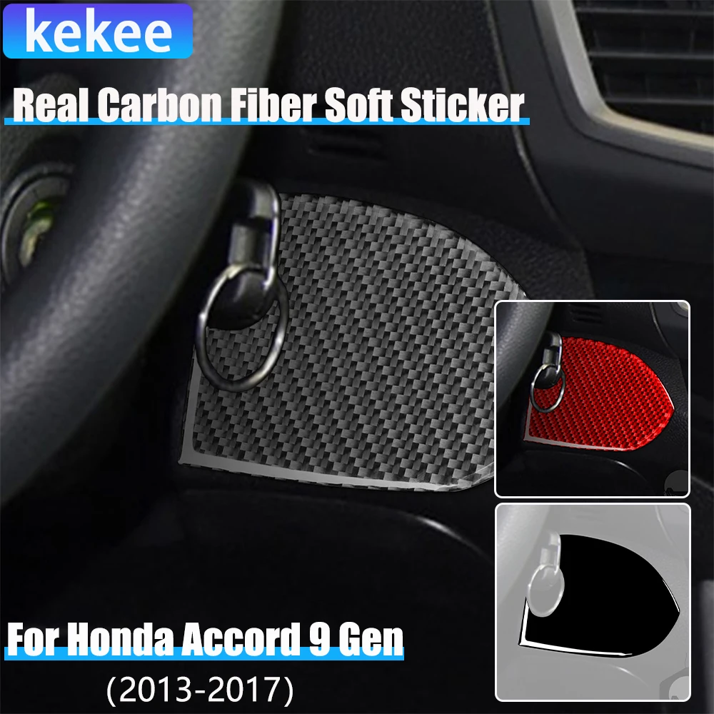 

Real Carbon Fiber Car Accessories Dashboard Ignition Key Panel Cover Soft Sticker For Honda Accord 9th Gen 2014 2015 2016 2017