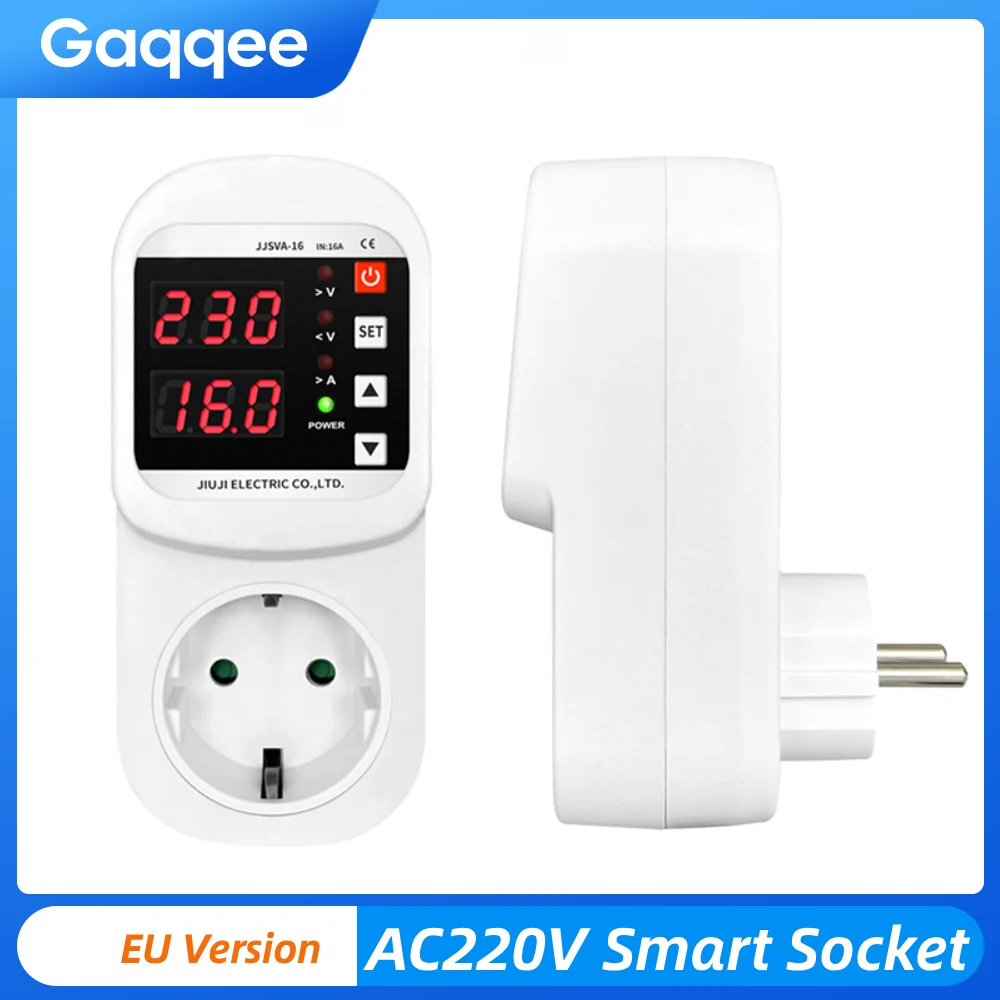 LED ディスプレイ AC220V 16A ソケット電圧電流保護調整可能な過電圧および不足電圧電気ソケット