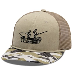 BASSDASH Camo Rope Trucker Hat Adjustable Embroidered Baseball Cap Mesh Back for Duck Deer Hunting Fly Fishing Camping