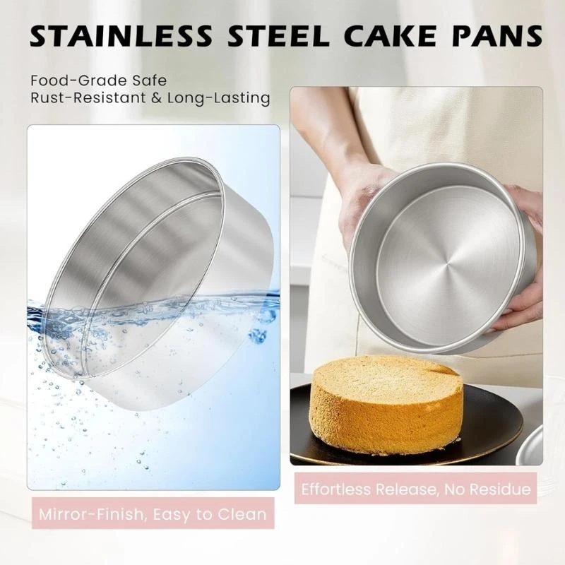 

Rustproof 8inch Round Cake Pan 3 Pack Practical Oven Safe Includes 100 Natural Parchment Sheets