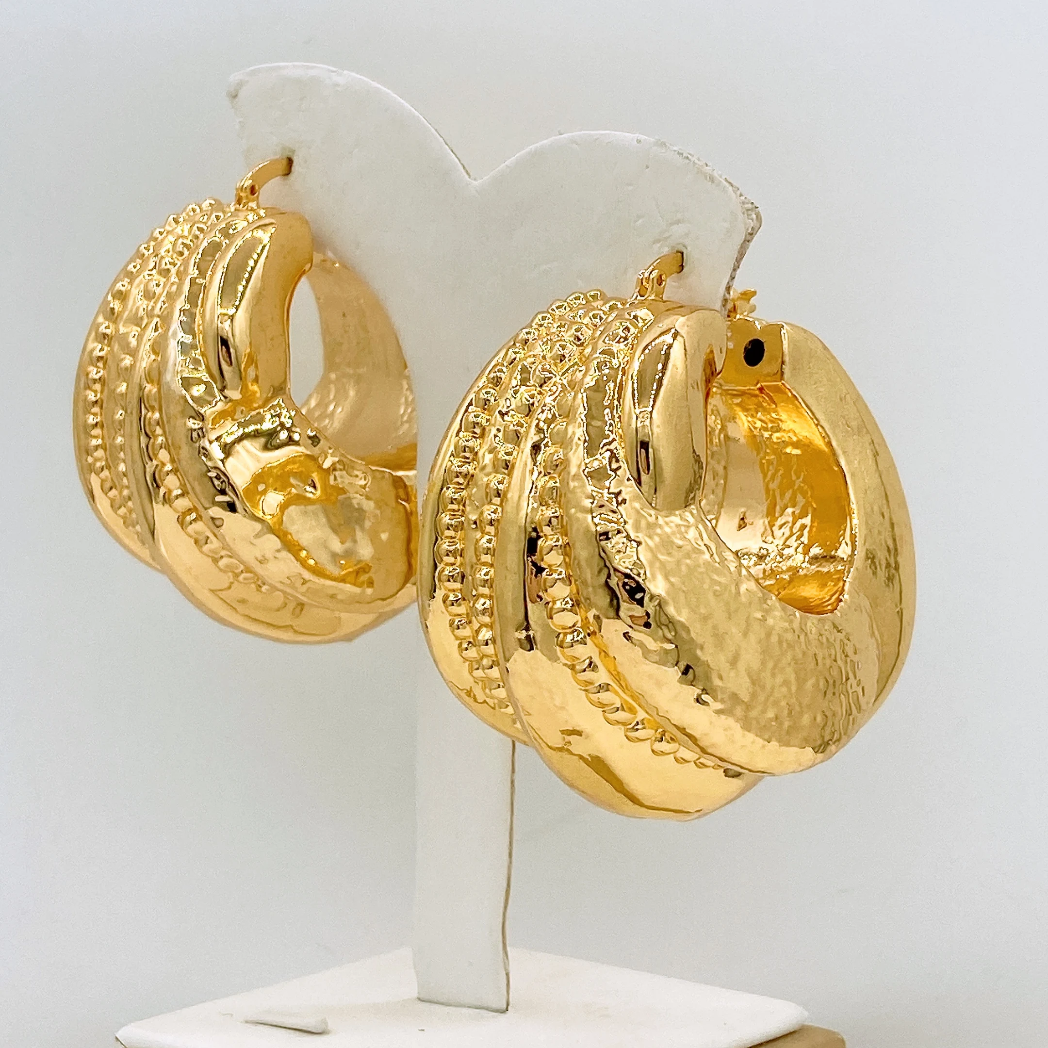 

Stunning Trendy Women's Earrings Pierced Electroplated Gold Copper Alloy Color Large Hoops For Daily Party Wear Free Shipping