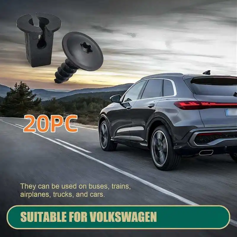 

20PCS Car Hood Chassis Bumper Arch Mudguard Torx Screw Kit Fender Self-Tapping Screws Base Compatible With Volkswagen Black