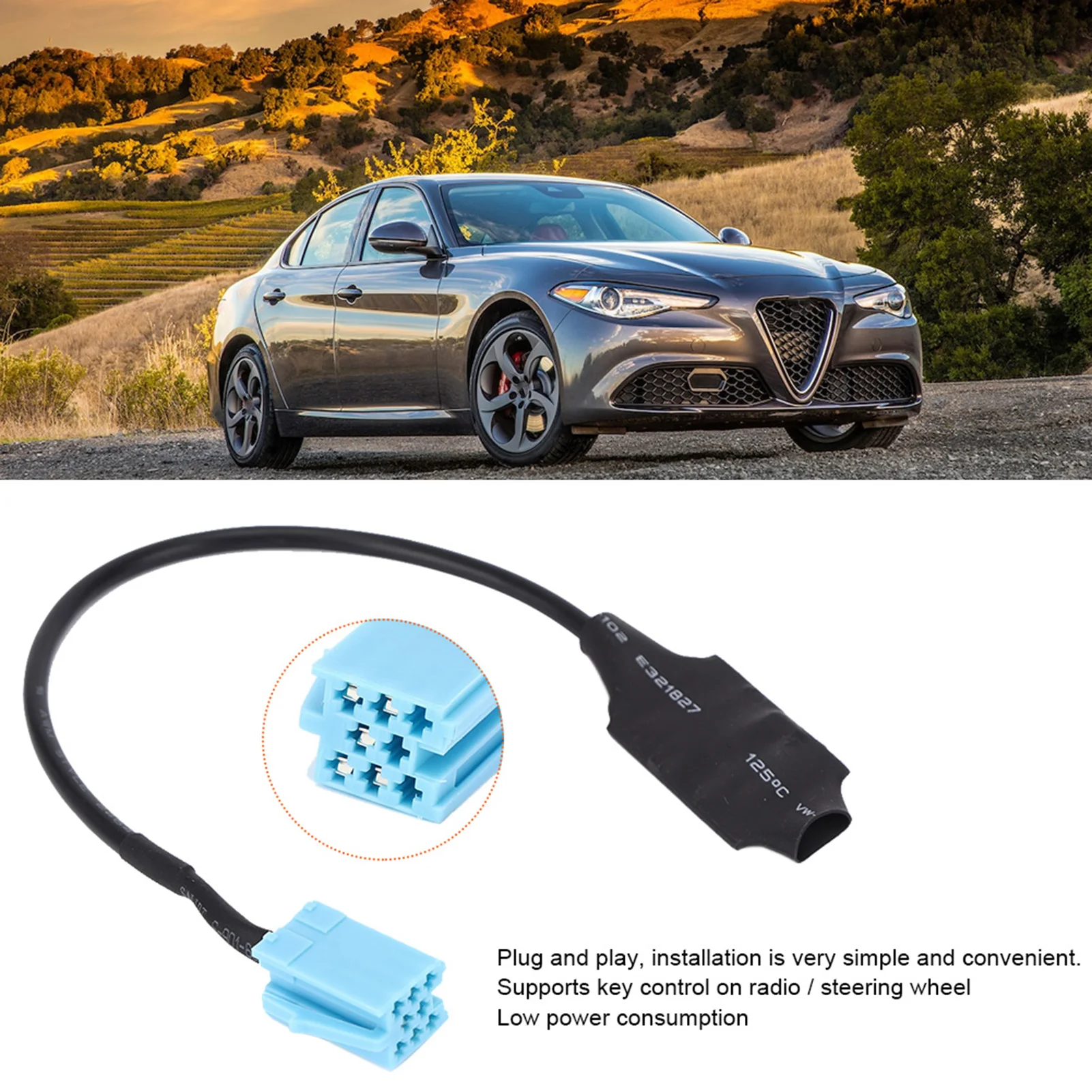 Bluetooth Audio Cable Radio Stereo Parts Car Bluetooth Audio Adapter Radio Stereo Accessories Fit for Alfa Romeo Giulietta/Brera