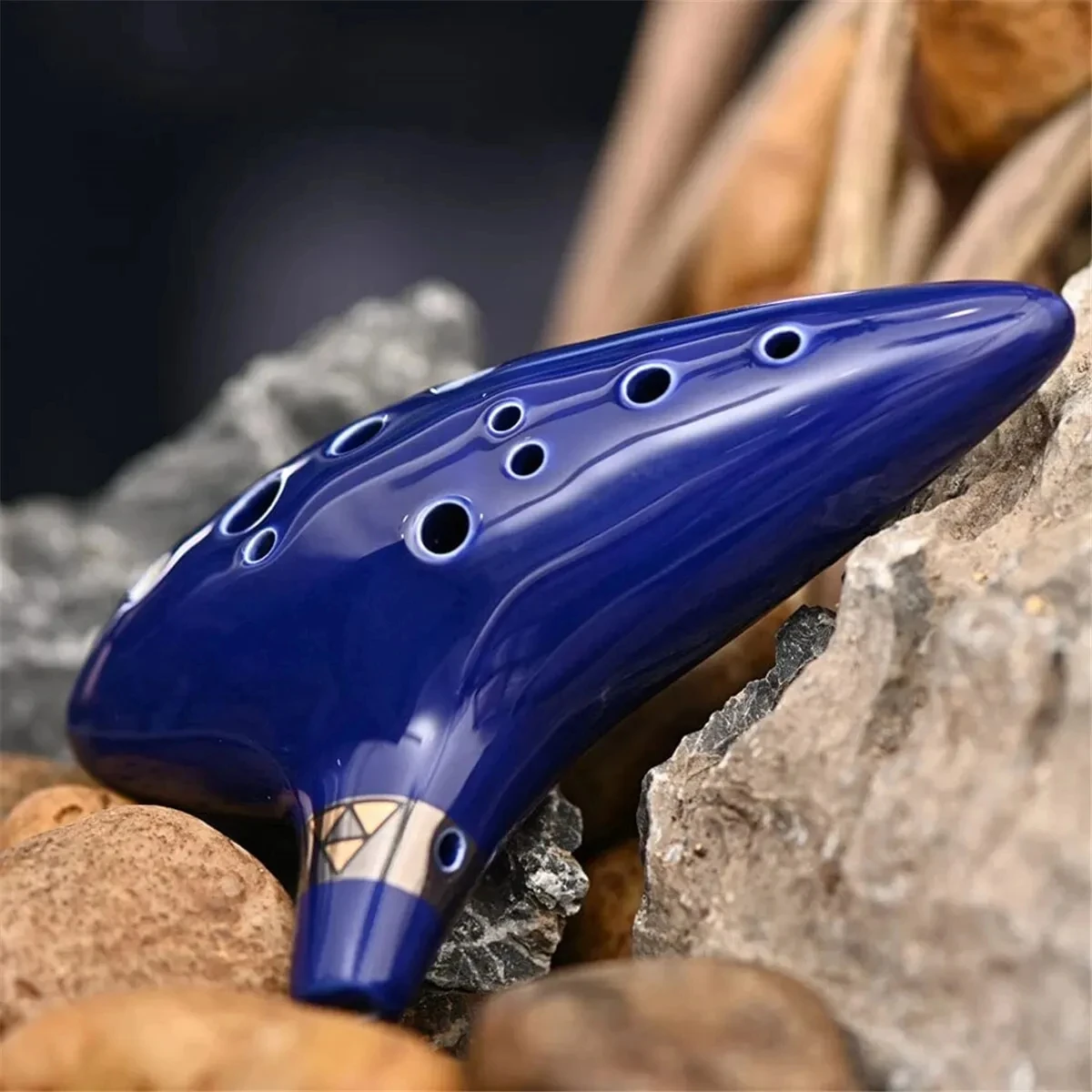 Ocarina, instrumento musical ocarina de cerâmica alto c de 12 tons com livro de músicas, cordão para pescoço, bolsa de transporte, azul