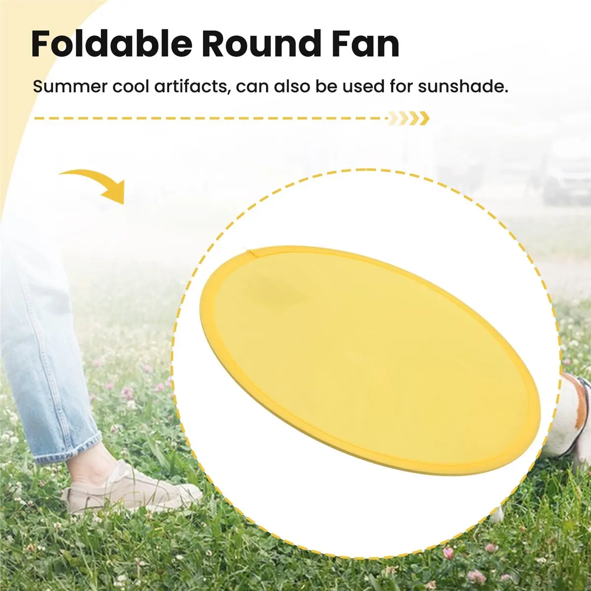 N86R Foldable Round Fan-Yellow