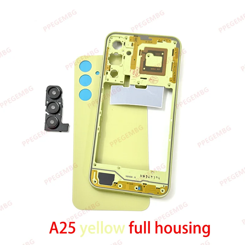 A25 5G A256 For Samsung Galaxy A25 SM-A256 Battery Case Housing Chassis Middle Frame Back Cover Panel + Camera Lens Repair Parts