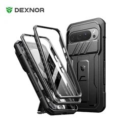 For Google Pixel 9 Pro XL Case Full Body Rugged Armor Shockproof Case with Camera Cover and Built-in Screen Protector Kickstand