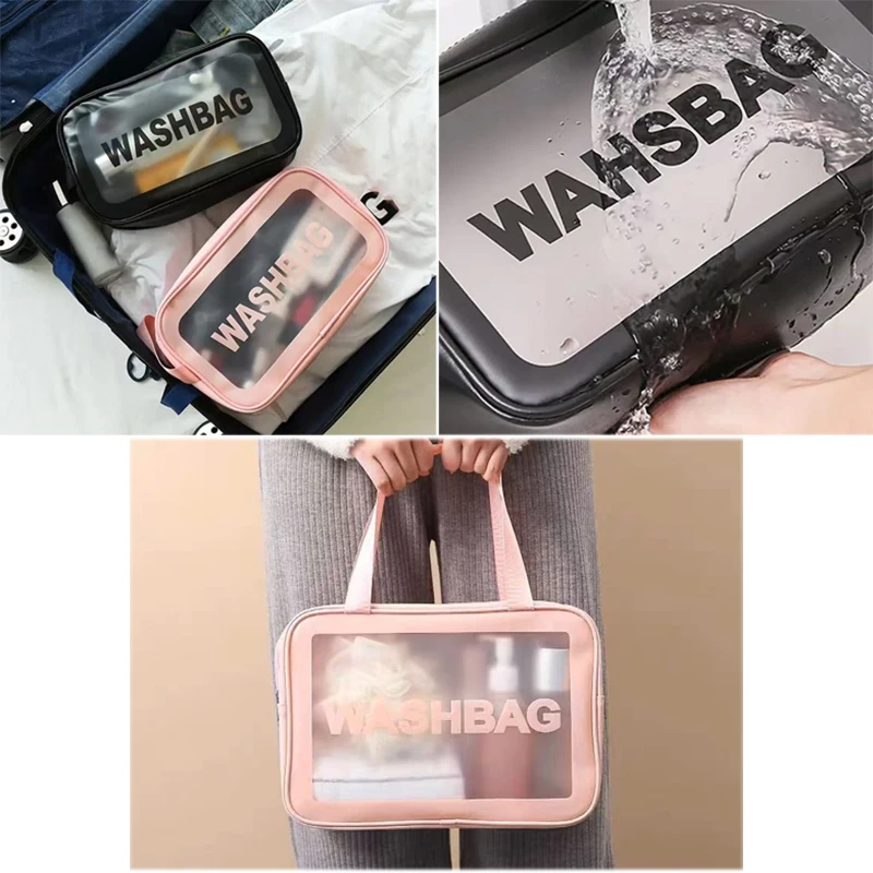

Waterproof Mommy Bag Transparent Cosmetic Bag PVC Zipper Makeup Bags Baby Diaper Bottle Organizer Storage Travel Bath Wash Bag