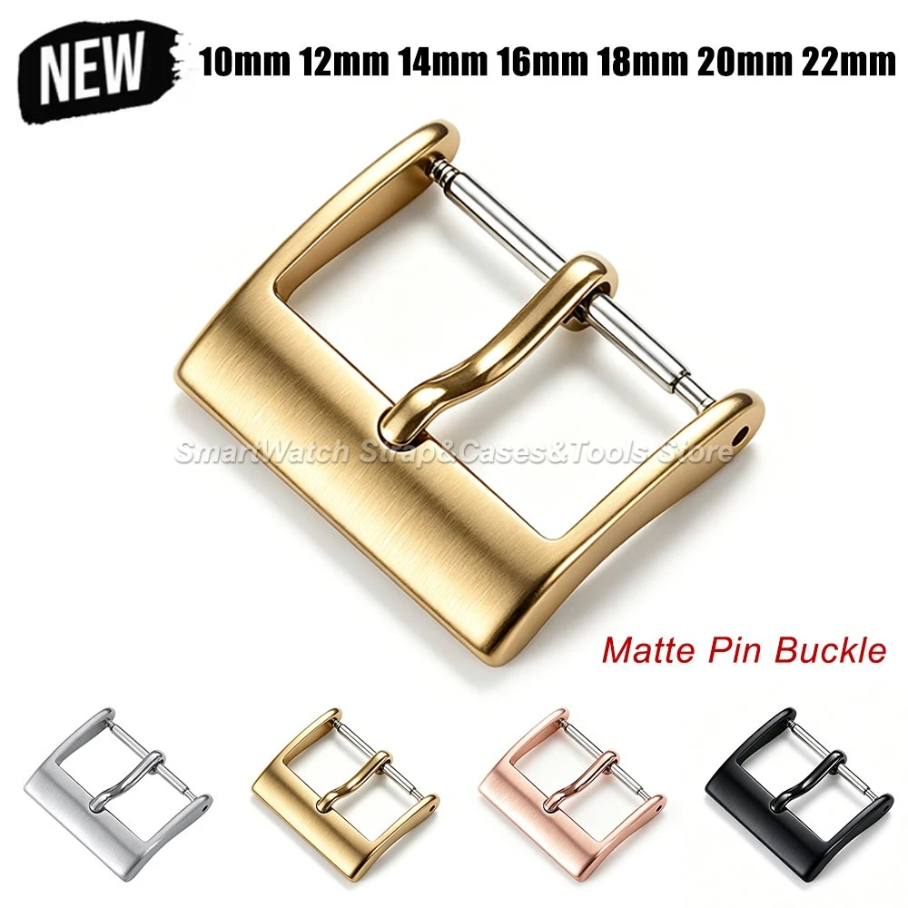 Silver Gold Watch Band Metal Buckle Strap Solid Square Button Stainless Steel Matte Clasp 10/12/14/16/18/20/22mm Watch Buckles
