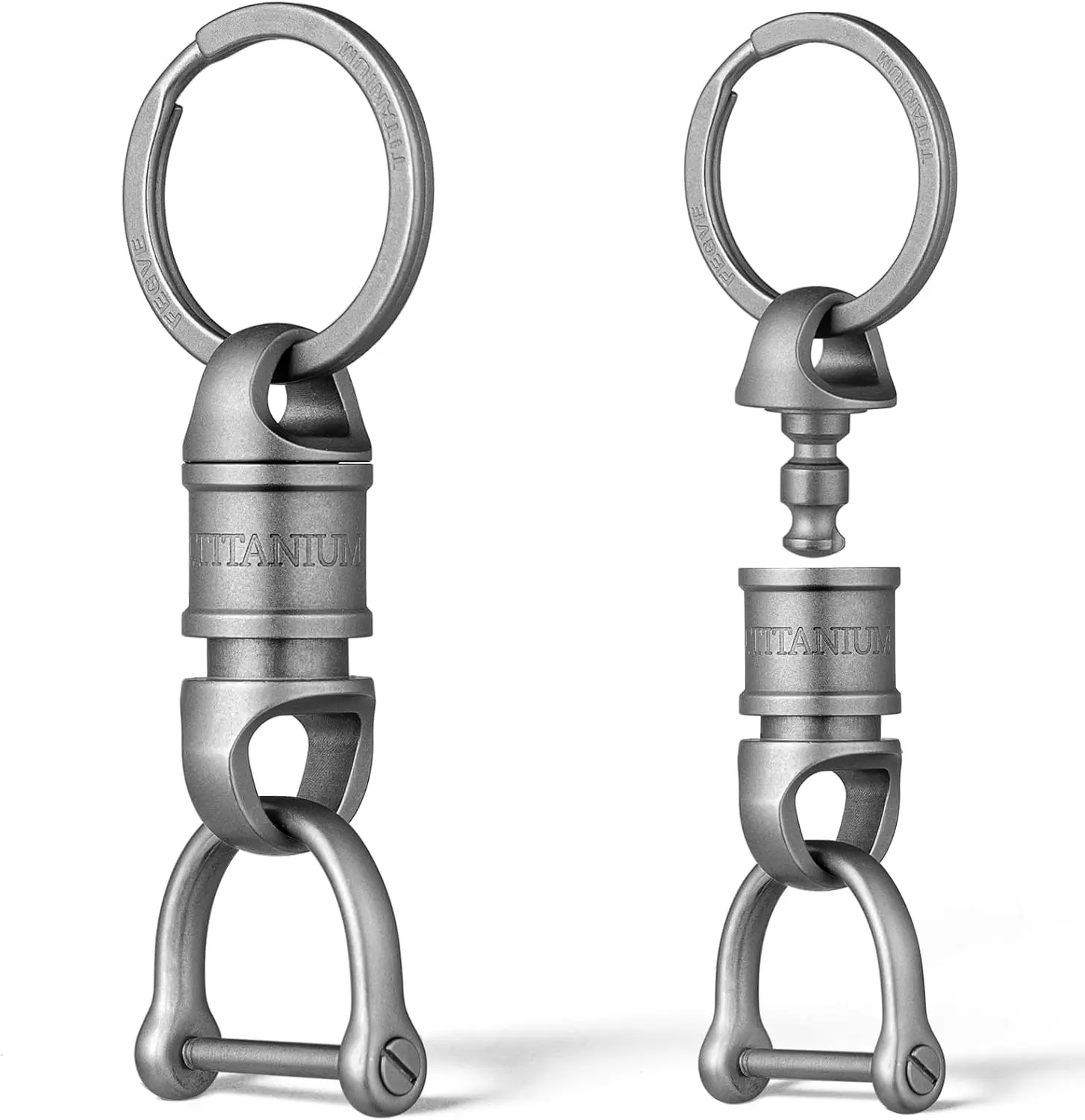 

TISUR Titanium Quick Release Swivel Keychain, Detachable Keychain Pull Apart Key Chain Carabiner Holder for Car Keys with Dring