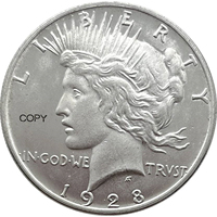 US 1928 1 One Peace Dollar Silver Plated America Copy Commemorative Coin United States Ww2 Liberty Moneda Collectible Coins