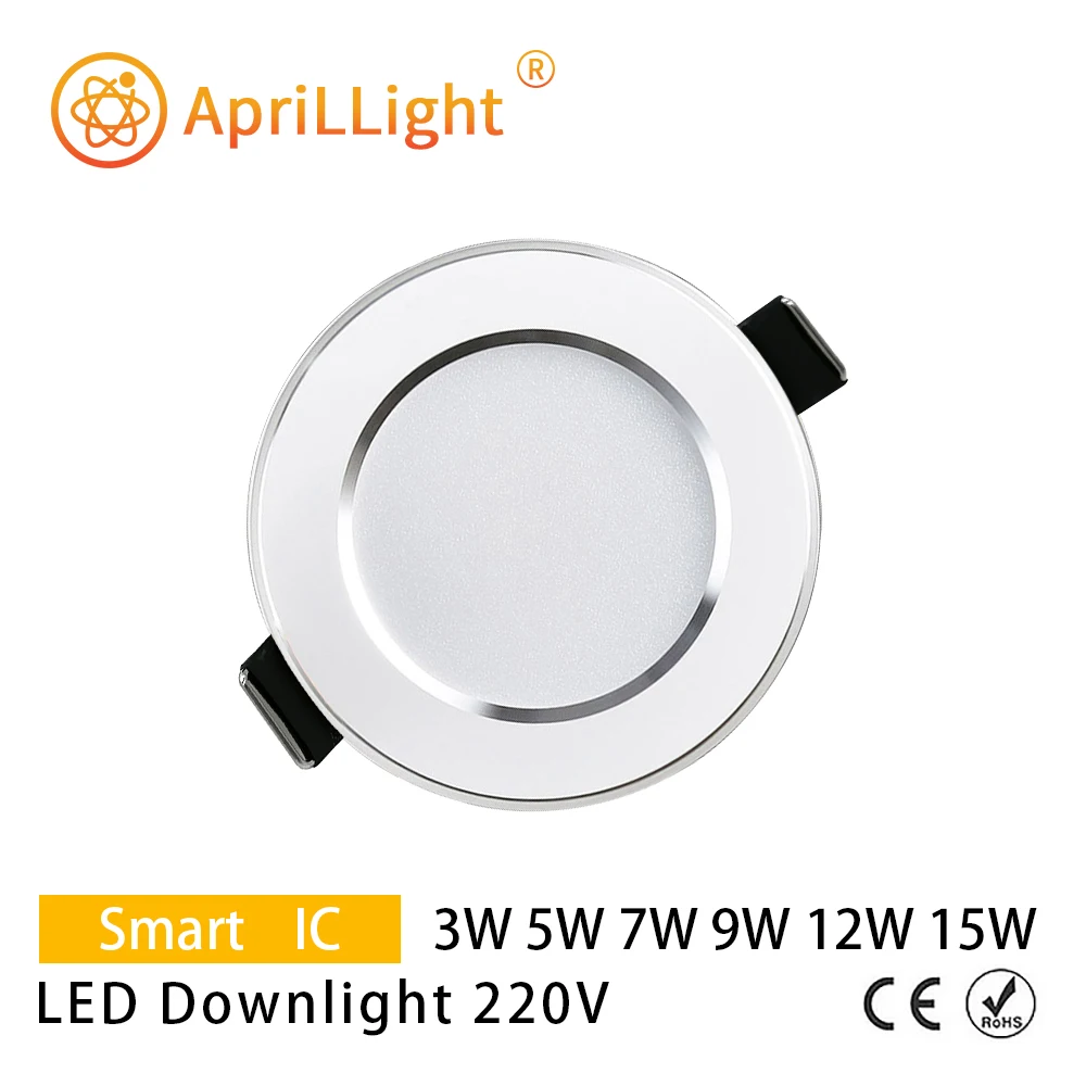 Luminária led downlight de 3w 5w 7w 9w 12w 15w, lâmpada embutida redonda, ac 220v 230v 240v, para quarto e áreas internas