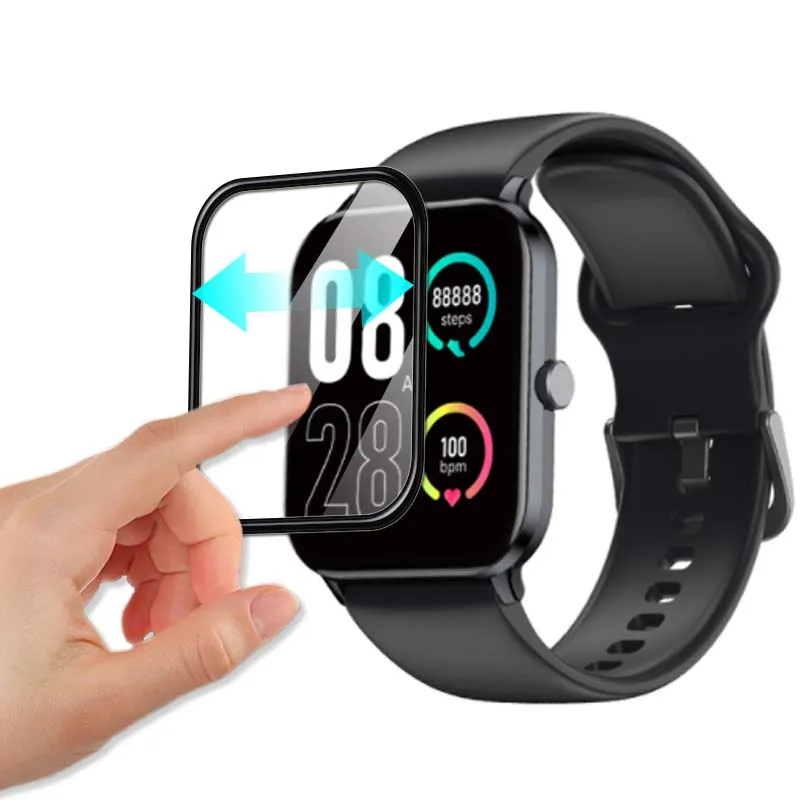 واقي شاشة لفيلم الحيوانات الأليفة فائق الوضوح للساعة الذكية QCY ، غطاء كامل ، طلاء منحني ثلاثي الأبعاد ، PMMA PET ناعم ، GTC ، GTS ، زجاج غير مقسى