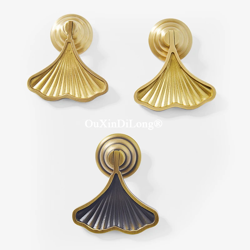 

4PCS Brass Ginkgo Biloba Furniture Pendant Pulls Drawer Pulls Cupboard Wardrobe Dresser Kitchen TV Wine Cabinet Pulls Handles