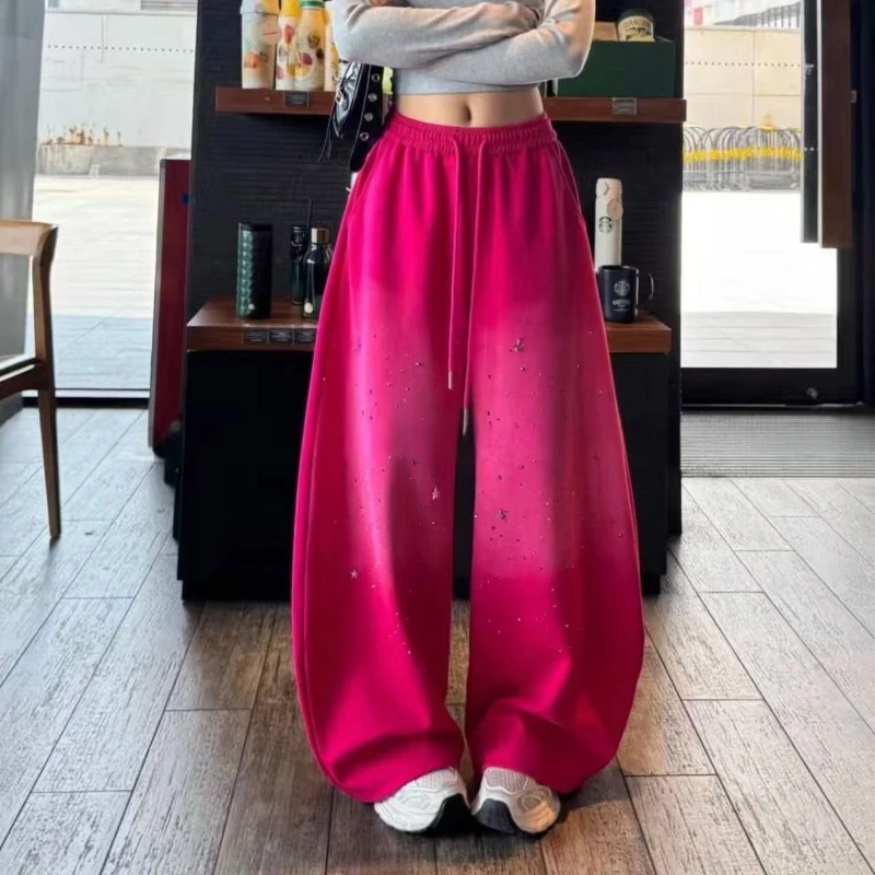 2025 Autumn and Winter New Casual Star Pattern Retro Style Curved Knife Guard Pants for Women