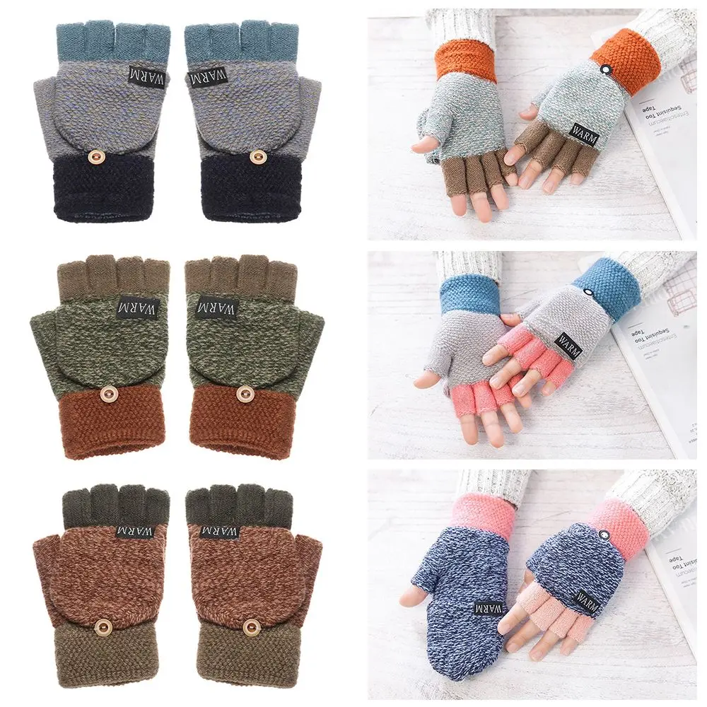 Fingerless Exposed Finger Men Women Winter Warm Mittens Knitted Glove Half-finger Gloves Thickening Wool Gloves