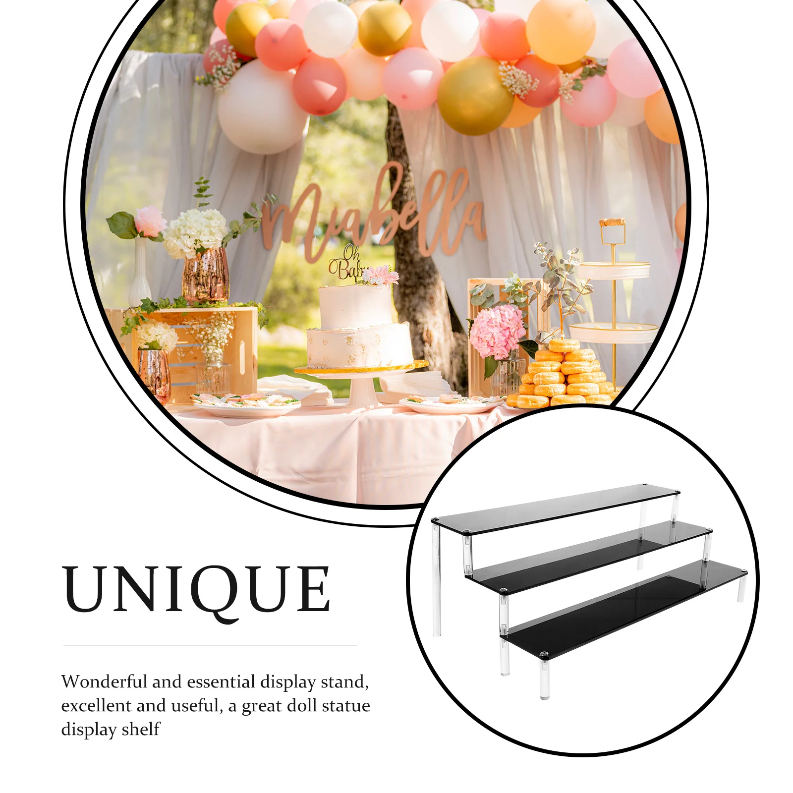 

Sturdy Acrylic Display Stand Tiered Storage Rack For Figures Desserts Collectibles Tabletop Organizer Craft Shows Home
