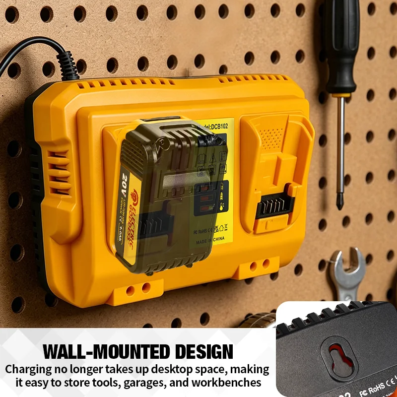 2A Fast Dual Battery Charger 40/40HZ Replacement for Dewalt 20V Lithium Battery Pin Rechargeable DCB207 DCB206 DCB204 DCB203
