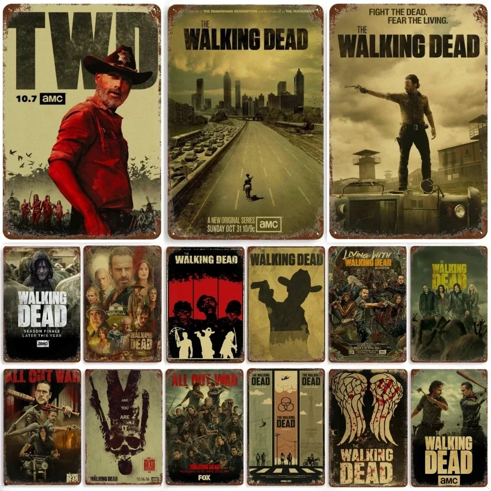 الفيلم القديم المشارك المشي الميت جدار تسجيل ديكور الفيلم الأمريكي تين تسجيل لوحة معدنية بار نادي لوحة الحائط الرجعية ديكور المنزل #1