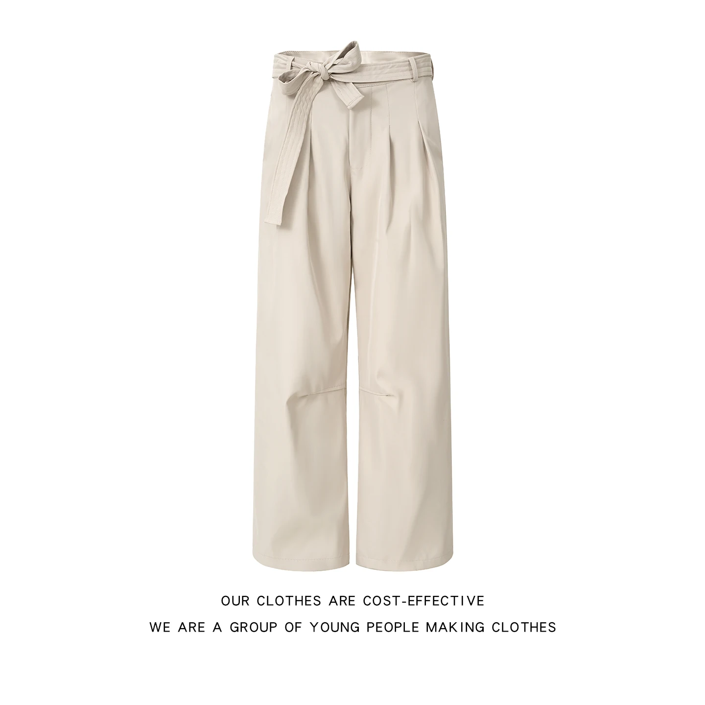 

Retro Commuter Casual Wide Leg Pants Men's Loose Drapey Pleated Slimming Belted Suit Trousers Youthful Energy Style Summer