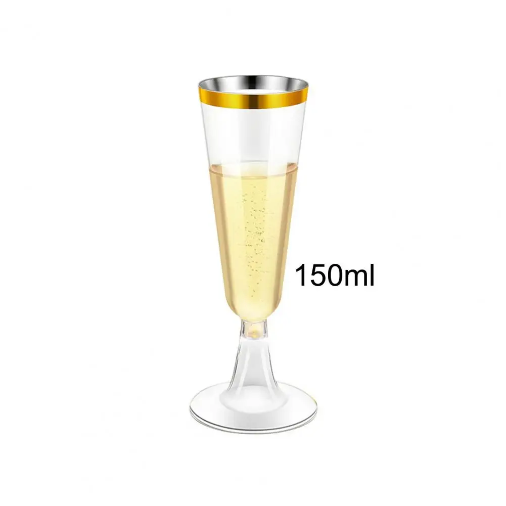 5Pcs Plastic Tumbler Cups 150ml Transparent Elegant Disposable Partyware with Gold Rim for Weddings Receptions And Celebrations