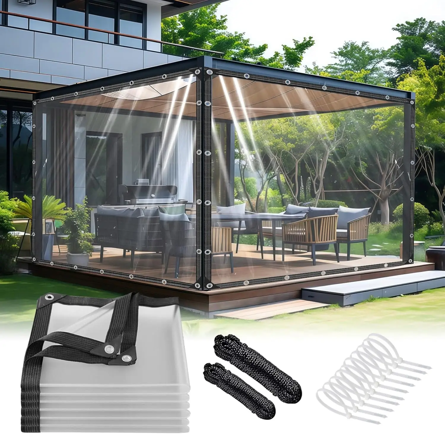 

Прозрачный тент 3х6 м с люверсами, утолщенный, 14 мил, устойчивый к разрывам, с усиленными краями, прозрачный виниловый тент для теплиц, на заказ