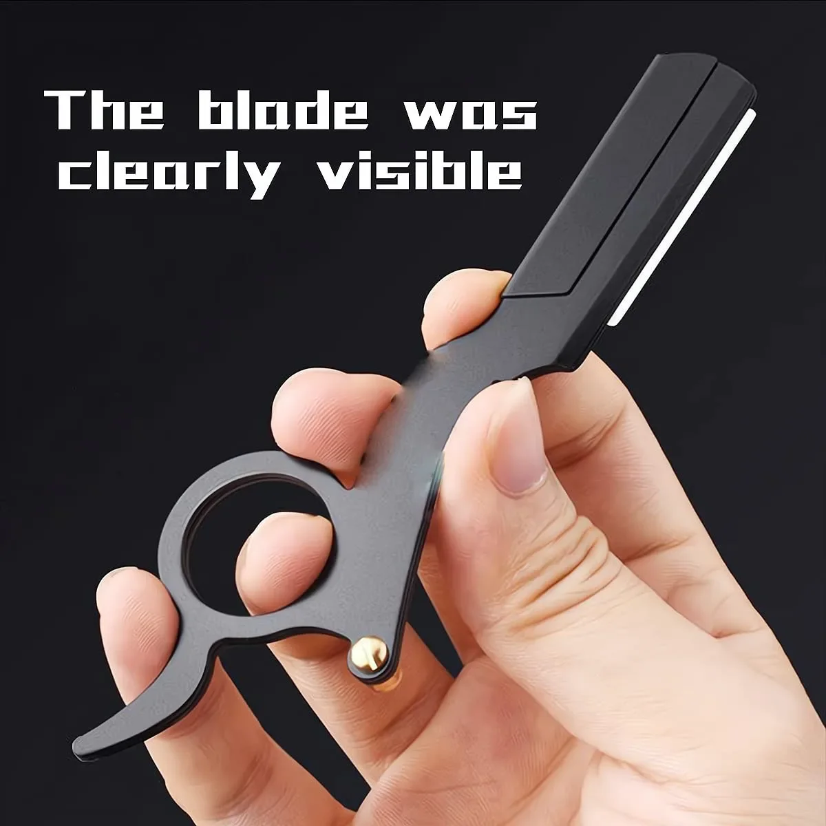 1+10pcs bladStainless Steel Classic Shaving Razor for Thumb Double Edge Haircutting Bald Head Eyebrow Shaping Hairdressing Stand