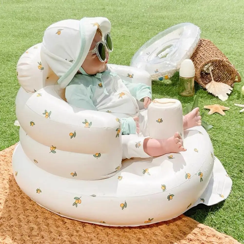 Baby Inflatable Sofa Thicken Texture Baby Inflatable Seat Anti-Scratch Cozy Touch Baby Shower Inflatable Chair Soft Cushion