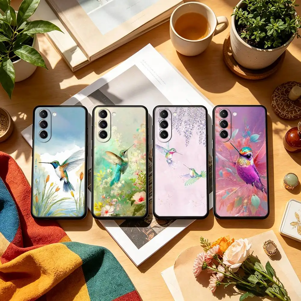 Bird Hummingbird painting  Phone Case For Samsung S26,S25,S24,S23,S22,S21,S30,Ultra,Plus,Fe,Lite,Note,10,Black Cover