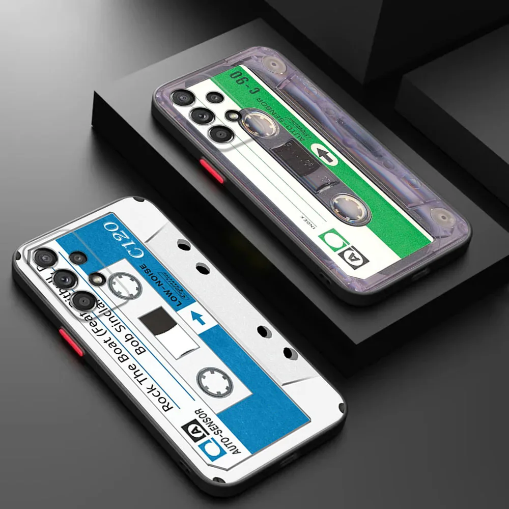 

Чехол для телефона Samsung A16 S25 Ultra S24 S10 S20 S21 S22 S23 fe Note20 Vintage Old Cassette Tape Matte Frosted Translucent Cover