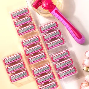 Manuelle Sicherheitsklinge für Frauen, Edelstahl, Haarentfernung, Rasierklingen, austauschbarer Rasierkopf, 6 Schichten, 1 Riemen + 18 Klingen 11 Hauptverkäufe FACAO 18 Zoll - №5