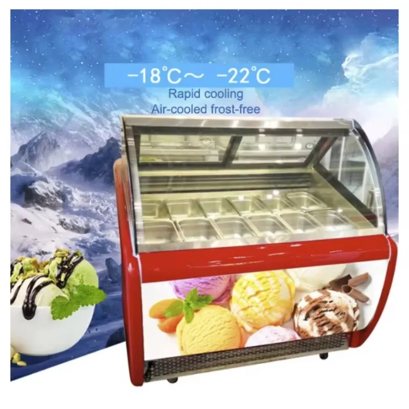 Professional Manufacturing Commercial Gelato Ice Display Cabinets Freezer Case Showcase