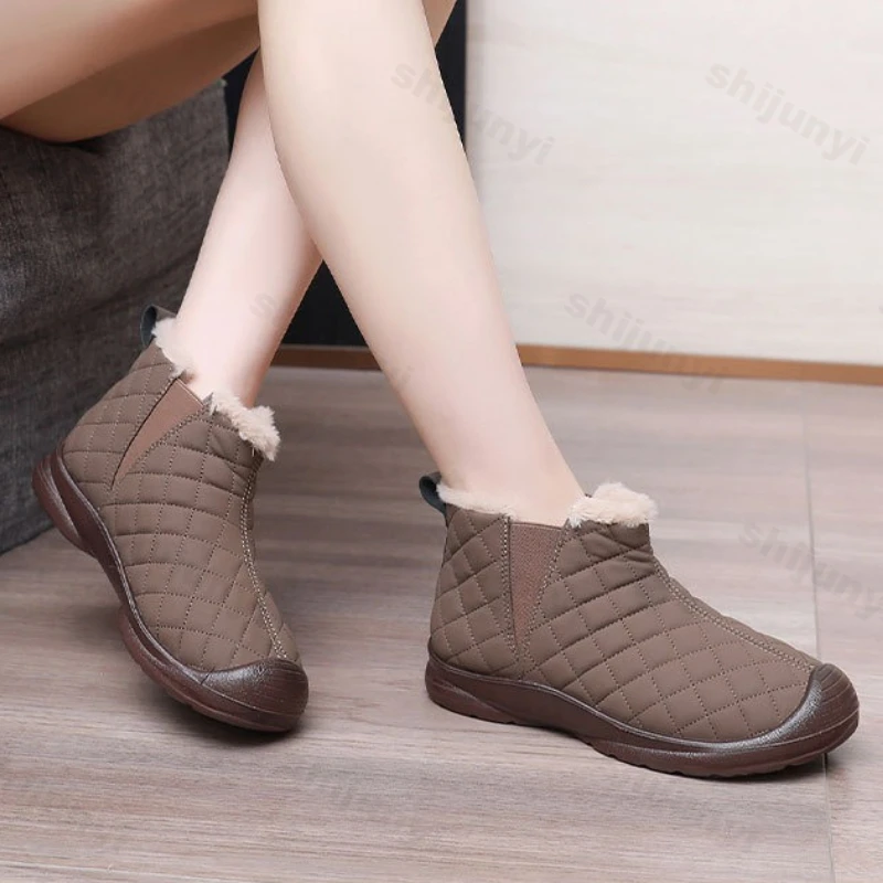 

Lightweight Cotton Shoes Women Winter New Fashion Vintage Thicken Plush Warm Snow Boots Outdoor Non Slip Comfortable Ankle Boots