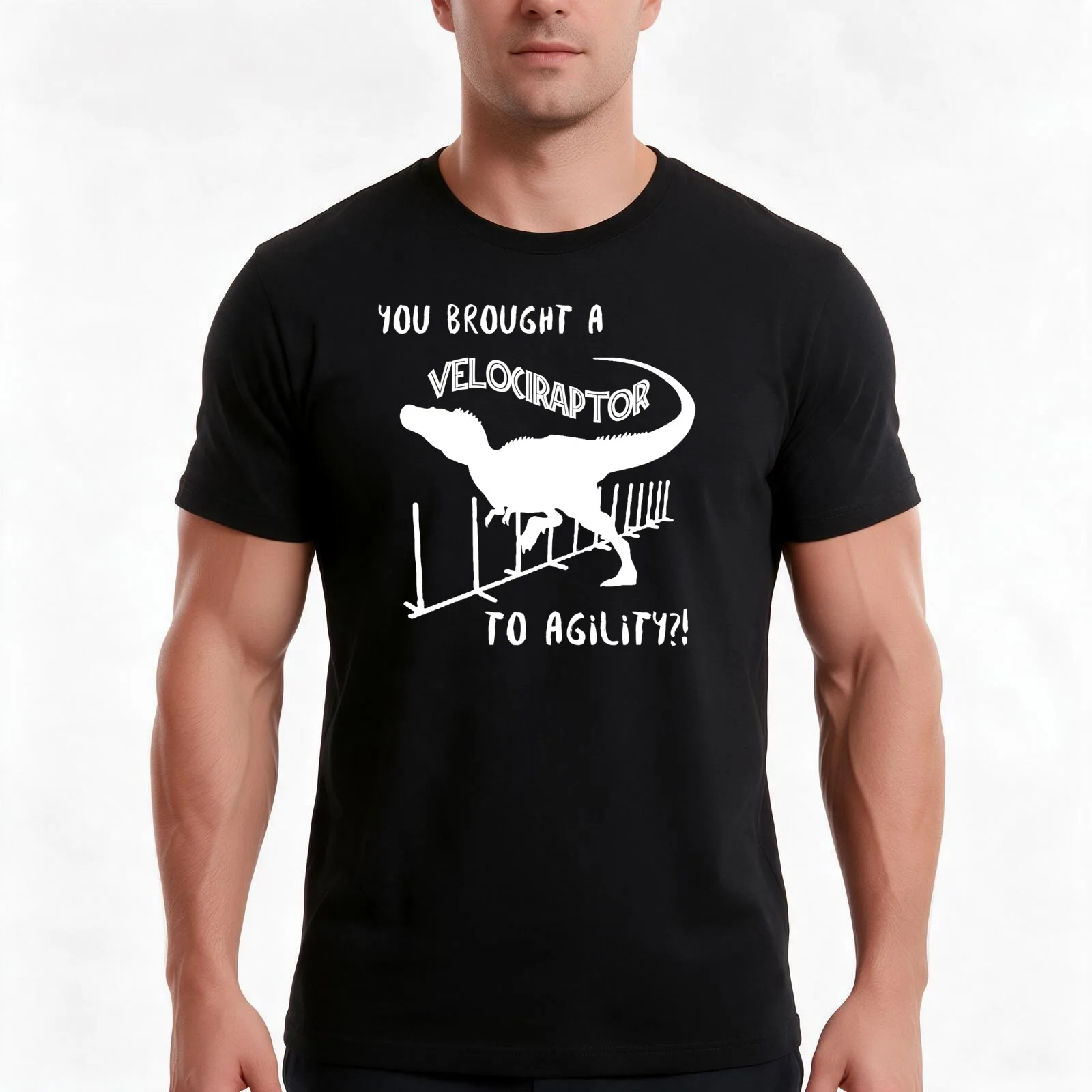 Velociraptor Agility T-Shirt, Summer Casual Cotton Tee, Oversized Streetwear Tops, Vintage Graphic Print, Loose Fit Short Sleeve