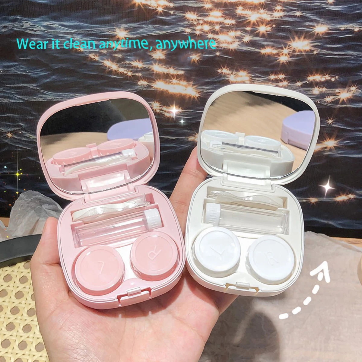 Caja simple para lentes de contacto tipo macaron, caja cosmética para lentes de contacto, portátil, compacta, de gran valor, práctica y sencilla.