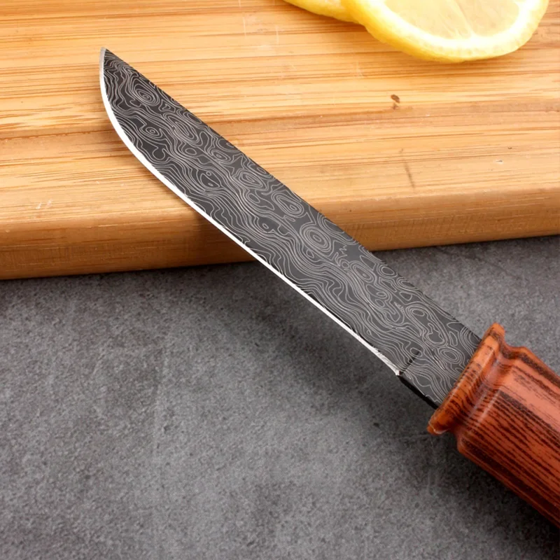 Cuchillo pequeño para pelar frutas y carne, utensilio de cocina con mango de plástico, forjado, para carnicero
