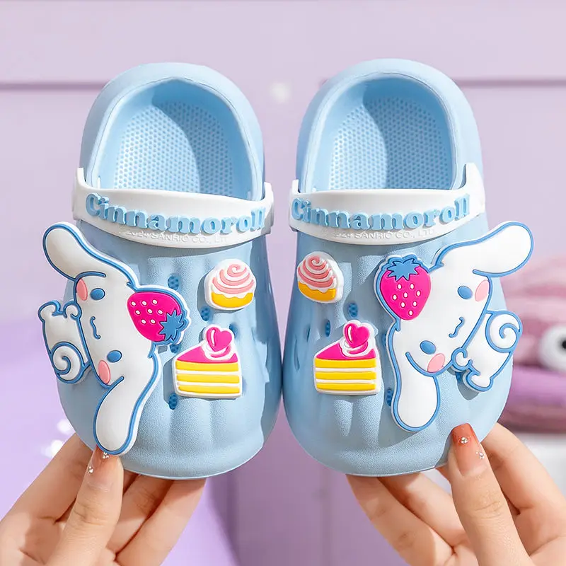 Kawaii Sanrio Hello Kitty Kids Indoor Anti-Slip Slippers Kuromi Cartoon Wear-Resistant Baboosh My Melody Cute Crocs Girl Gift