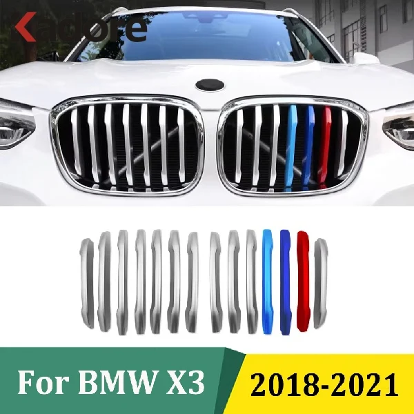 

For BMW X3 2018 2019 2020 2021 Matte Front Hood Grill Mloding Cover Trim Grille Bar Garnish Car Sticker Exterior Accessories