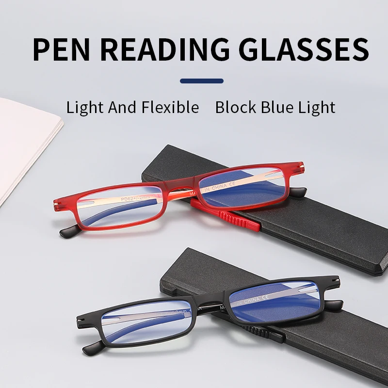 KAEDEK Unisex New Fashion Folding Reading Glasses Portable Anti Eyestrain Blue Light Blocking Readers Glasses With Box