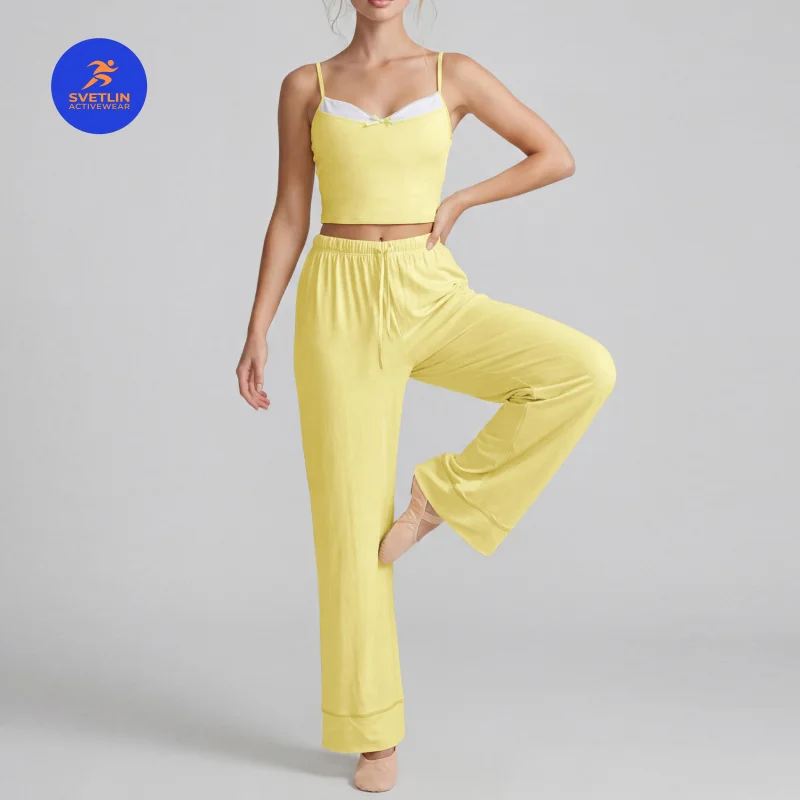 SVETLIN EU US Size High Quality Yoga Tank Top And Pants Set Sports Pilate Gym Fitness Workout Training Stretch Camisole Set