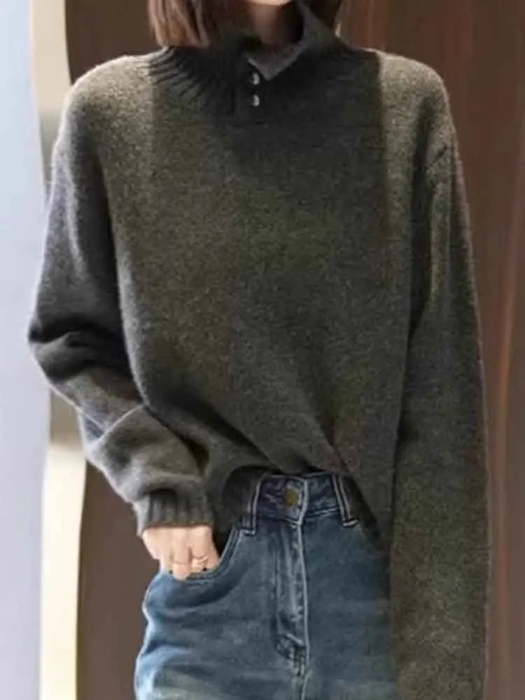 

Удобный мягкий свитер Camere Long Sve, свободный повседневный универсальный женский топ, модная трикотажная верхняя одежда для век