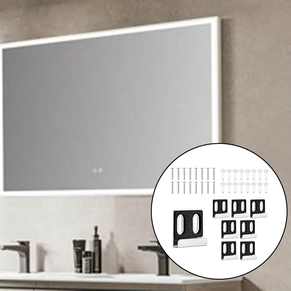 8 Pack Mirror Mounting Clips Sturdy Bracket System with Screws for Easy Installation of Mirrors and Decorative Items