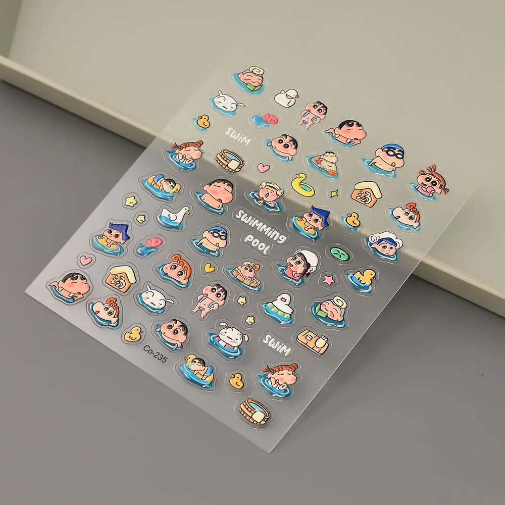 Japanese anime Crayon Shin-chan Nail Stickers Nail Art Accessories Cartoon Nail Art Supplies Cute Kids 5D Stickers Nail Parts view 6