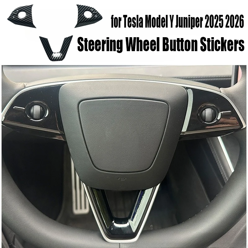 

Steering Wheel Button Stickers for Tesla Model Y Juniper 2025 ABS Protective Patch Gear Shift Cover Car Interior Modification