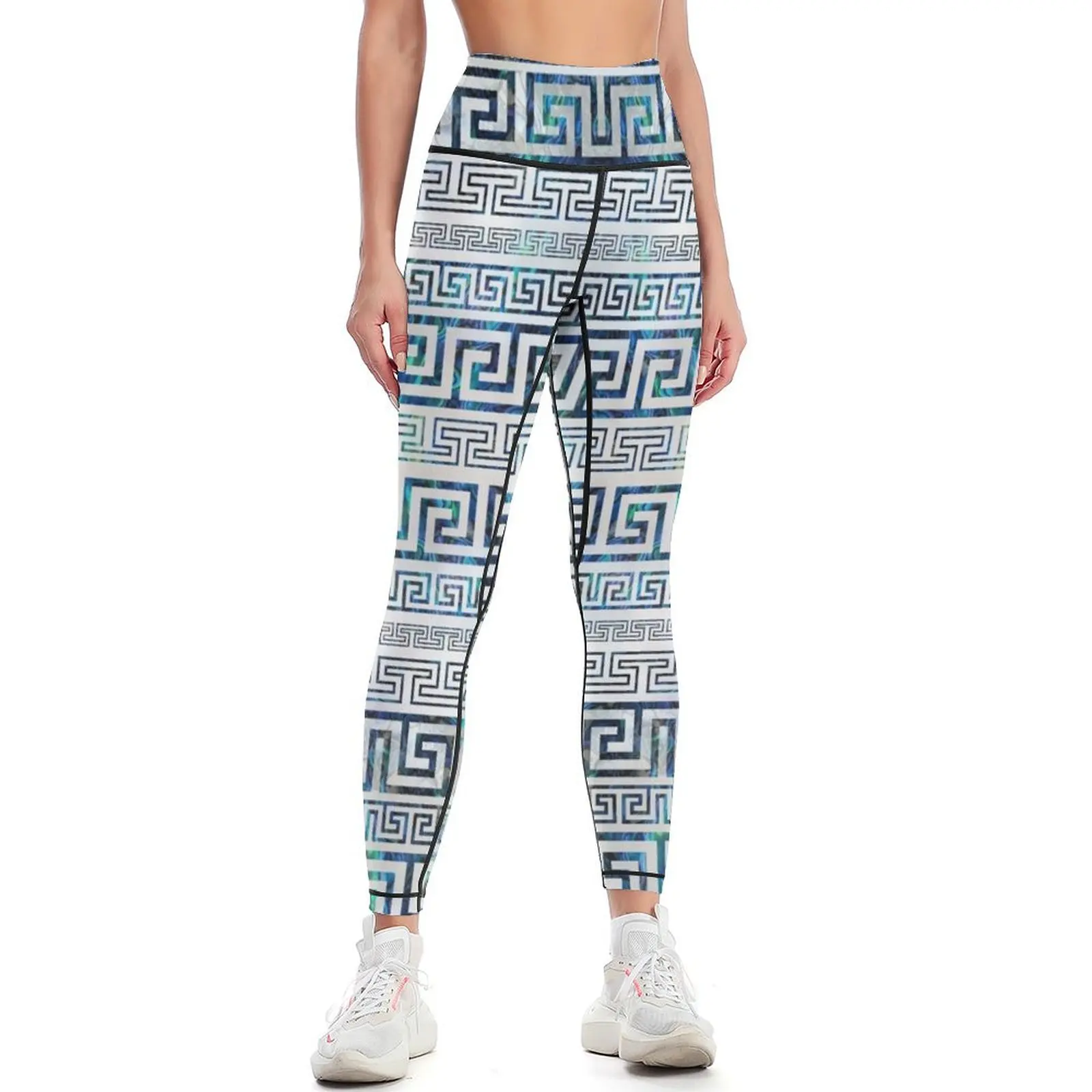 

Greek Meander Pattern - Greek Key Ornament Leggings fitness set gym sports shirts gym leggins push up woman Womens Leggings