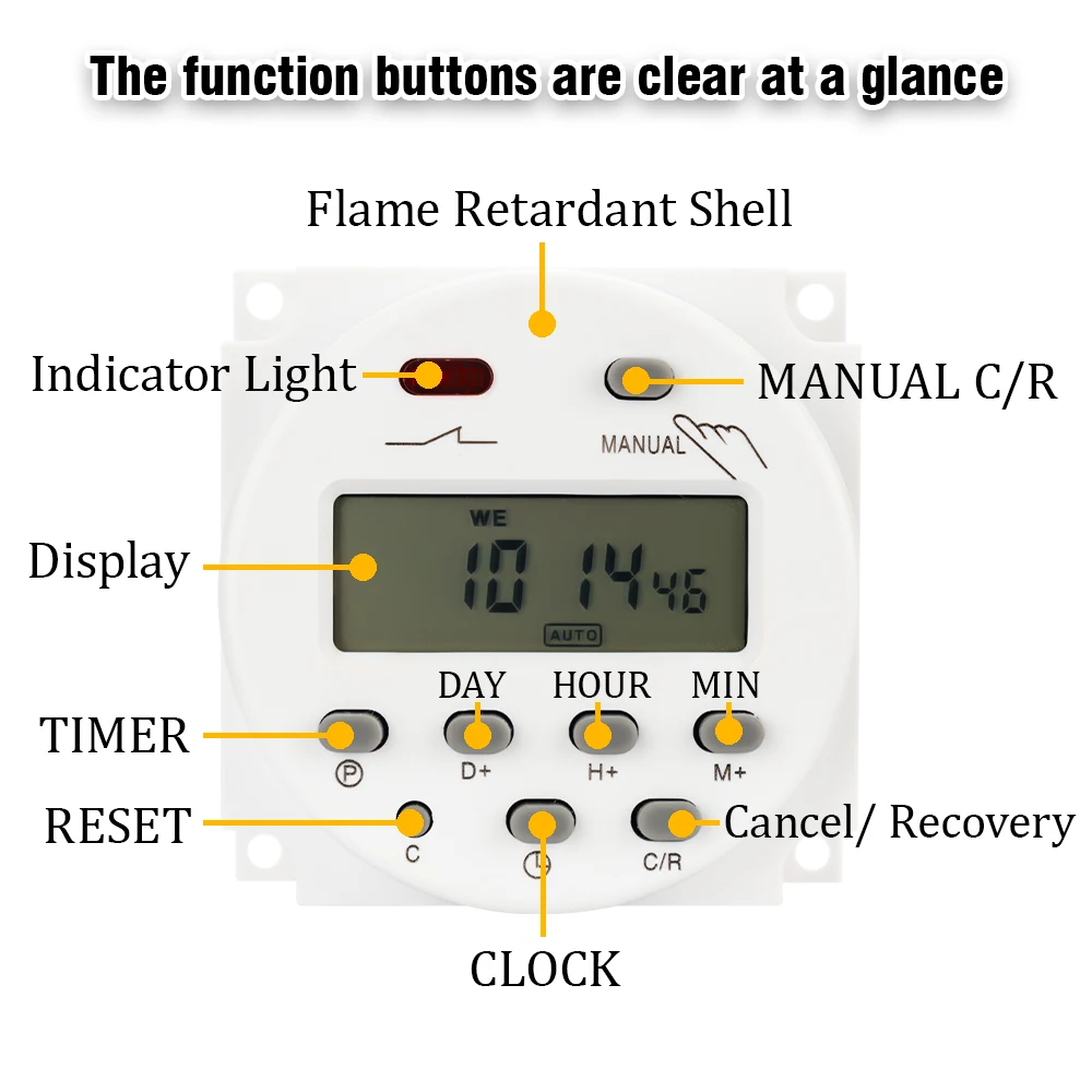 Timer AC 220V 110V 24V 12V CN101A Digital LCD Power Timer Programmable Time Switch Relay 17 Groups of Timing Controls 16A CN101A