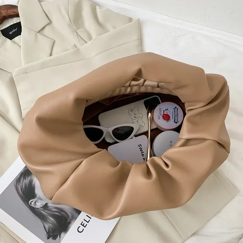 Top Handle Bags for Women Genuine Soft Leather Hand Bag Female New Clutch Purses Ladies Dumpling Shoulder Bag Large Pouch