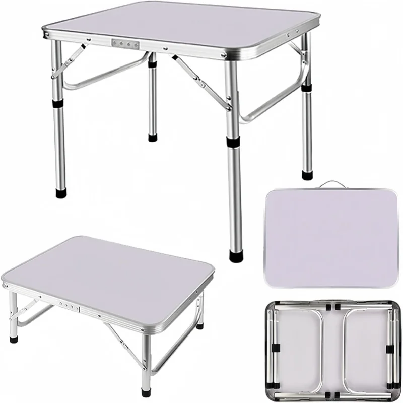 Portable folding table 60x45cm, 2 adjustable heights, light aluminium camping table for laptops, beds, sofas, picnics, beaches