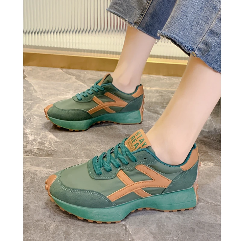 Women Sneakers Leather Luxury Platform Shoes New Fashion Leisure Light Anti-slip Green Running Shoe Fashion Designer Women Shoes